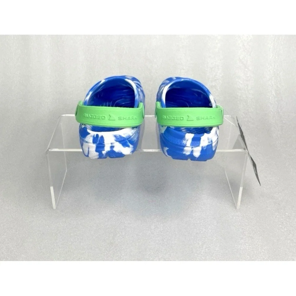 Rugged Shark Eva Clogs Lightweight Slip on Blue Green Toddler Boys Size 7 NEW